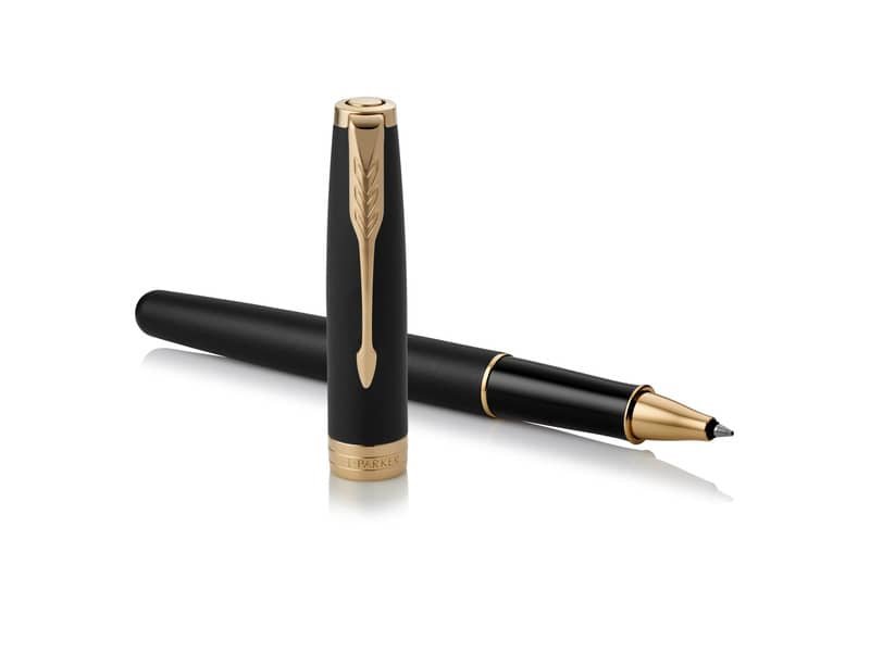 Penna roller Parker Sonnet punta F inchiostro nero Parker Matte Black GT 1931518