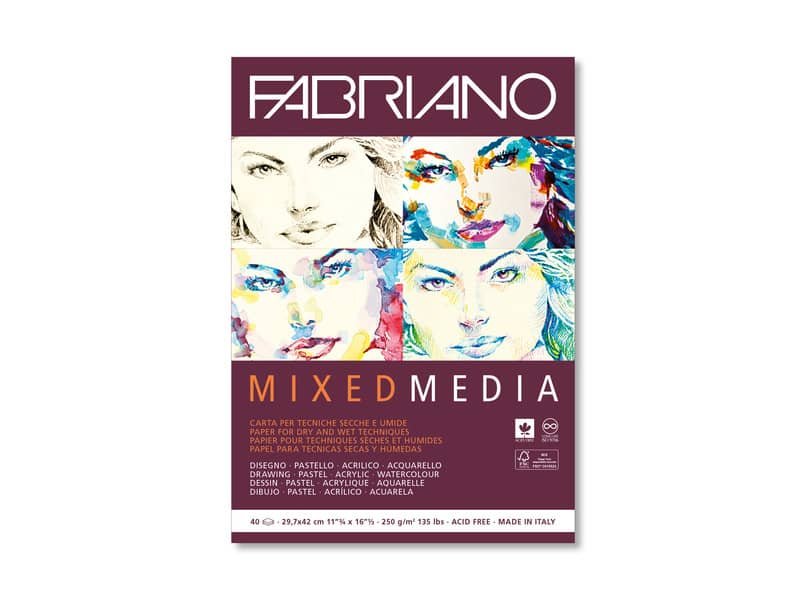 Blocco belle arti Fabiano mixed media 40 fogli A3 – 250 g – 19100382