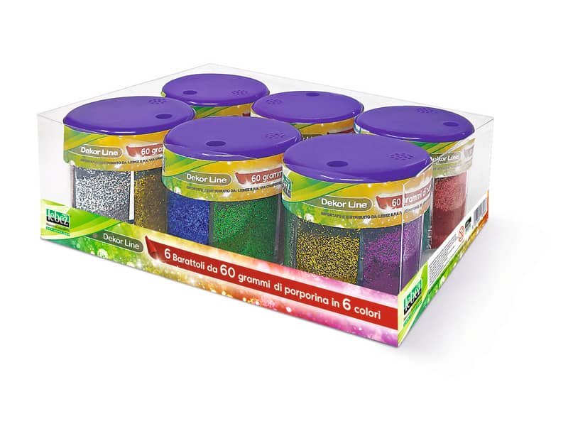 Barattolo porporina Lebez 60 gr cadauno 6 tubetti – colori assortiti 80318