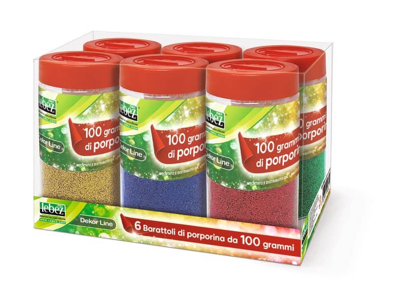 Barattolo porporina Lebez 100 gr cadauno 6 tubetti – colori assortiti 80965
