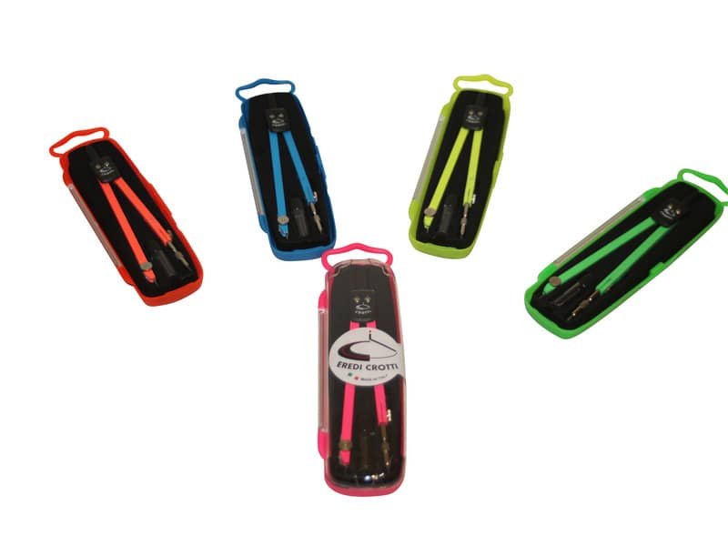 Compasso scolastico Eredi Crotti 2 accessori – conf. 5 colori assortiti fluo – 223F