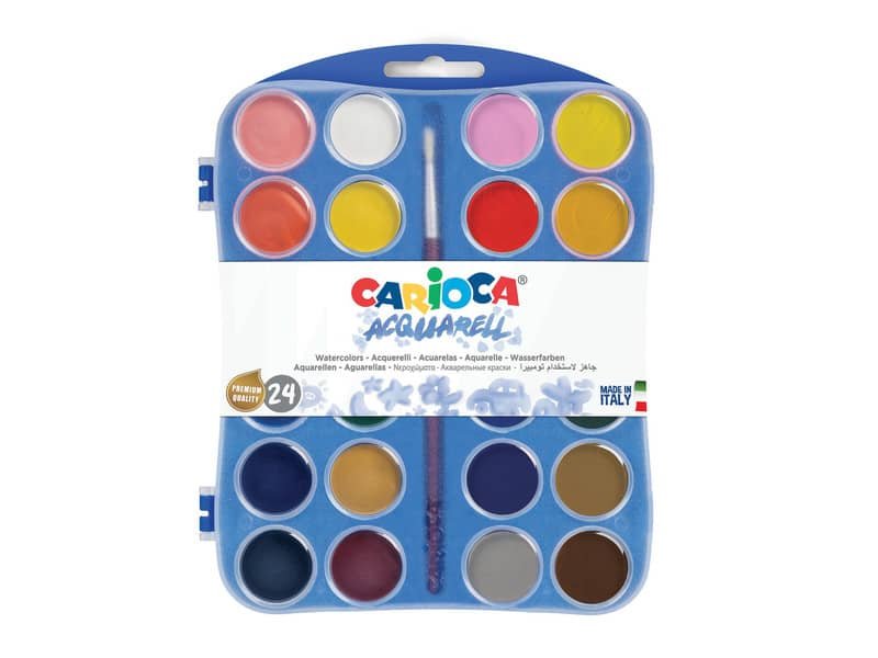 Astuccio acquerelli in pastiglia Carioca  30 mm conf. da 24 colori assortiti 42401