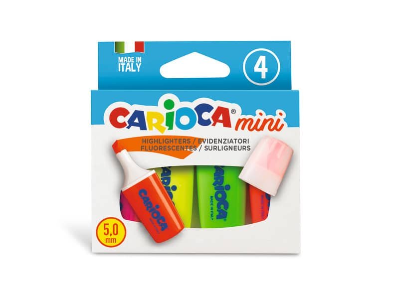 Mini evidenziatori Carioca conf. da 4 colori assortiti fluo 42868