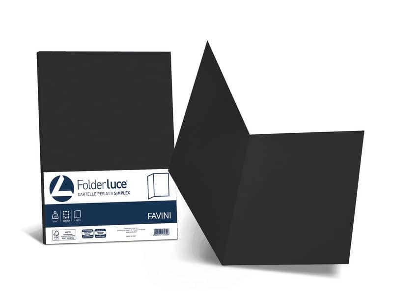 Cartellina semplice Favini Folder Simplex Luce&Acqua 200 g/mý 25x34cm conf.50 nero – A50A664