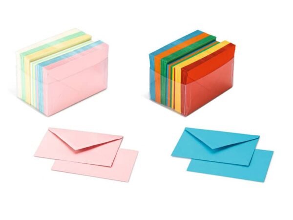 Biglietti augurali con busta Burano Arcobaleno 7,2x11 cm in conf. 100 colori assortiti forti - A57X141