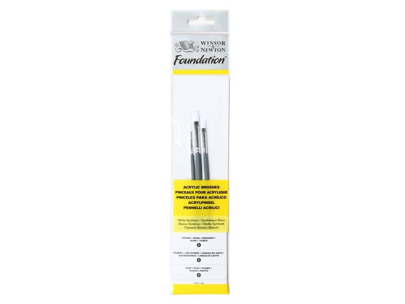 Set 3 pennelli Winsor&Newton Foundation tondo nø2 – piatto nø2 – filbert nø4 5295003