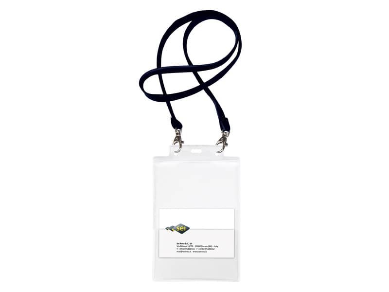 Portanome in PVC rigido Sei Rota Pass 6 ST cordoncino+moschettone+tasca in conf. da 10 nero – 31842700