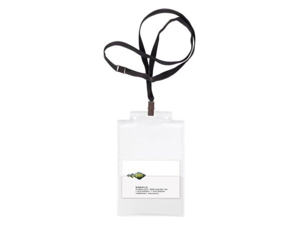 Portanome in PVC rigido Sei Rota Pass 6 ST cordoncino+pinzetta+tasca in conf. da 10 nero - 31841700