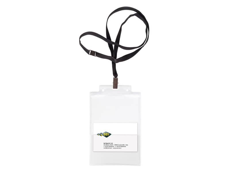 Portanome in PVC rigido Sei Rota Pass 6 ST cordoncino+pinzetta+tasca in conf. da 10 nero – 31841700
