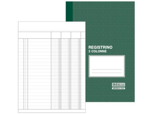 Registrino a 3 colonne O.C.L. 17x23 cm 16 fogli 0553