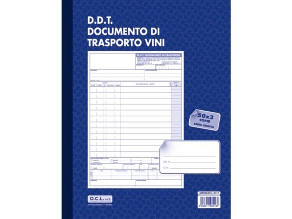 Blocco documento di trasporto vini O.C.L. 50x3 copie 0117N