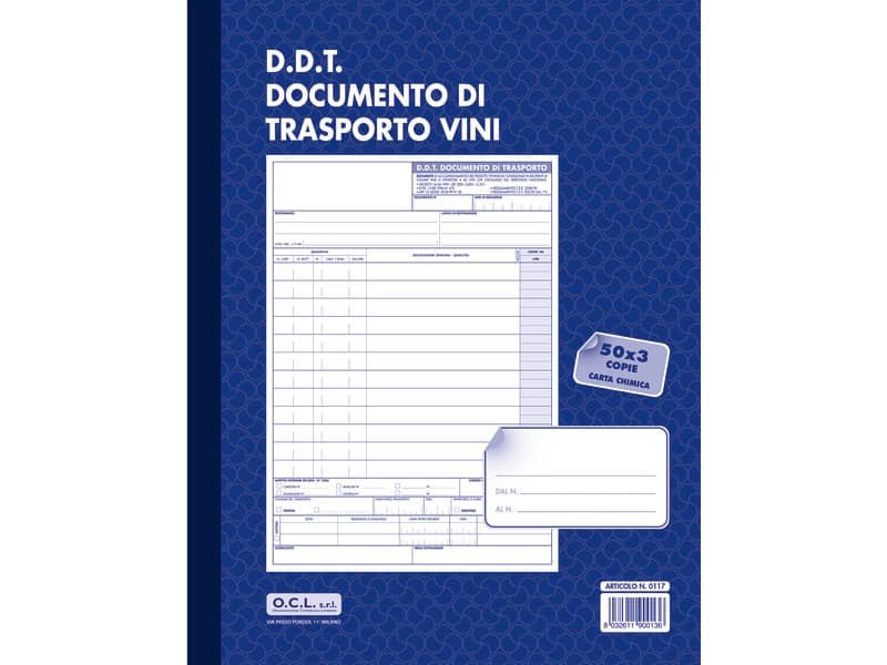 Blocco documento di trasporto vini O.C.L. 50×3 copie 0117N