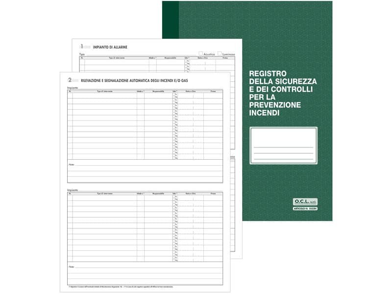 Registro sicurezza e controlli per la prevenzione incendi O.C.L. 48 pagine 1055N