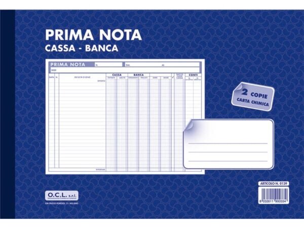 Blocco prima nota cassa banca O.C.L. 30,5x2 cm0 0139