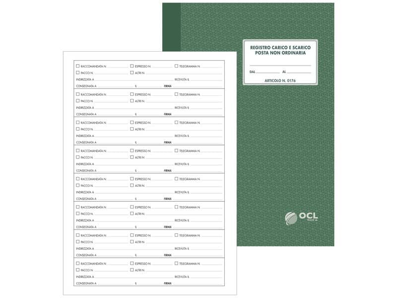 Registro di carico/scarico posta non ordinaria O.C.L. (per portinai) – 40 fogli – 0176