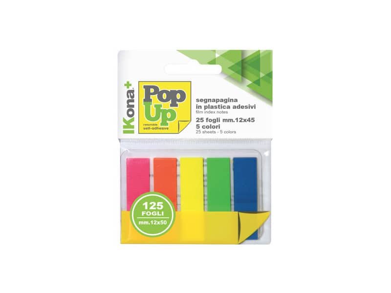 Segnapagina adesivi Ikona 5 pad da 25 ff – colori assorititi – 12×45 mm 11728