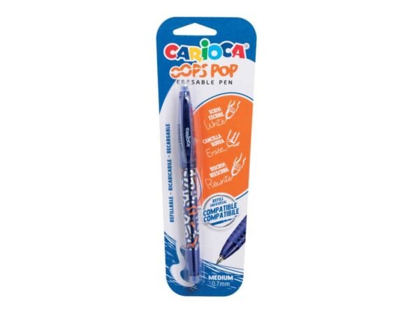 Penna cancellabile Carioca Oops Pop punta media 0,7 mm blu 41044/02