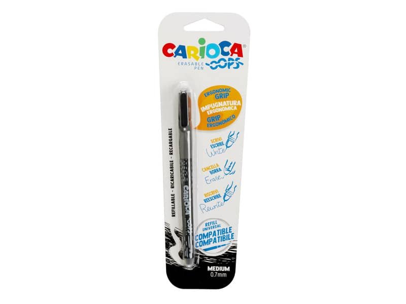 Penne cancellabili Carioca OOPS con inchiostro termosensibile punta M 0,7 mm nero – 43036/01