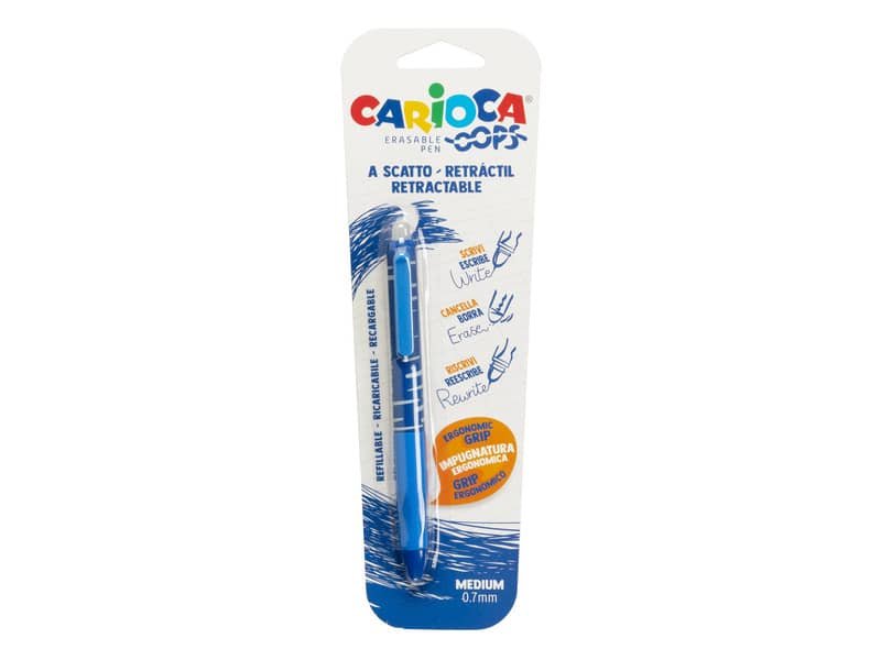 Penne a scatto cancellabili Carioca OOPS inchiostro termosensibile M 0,7 mm blu 43042/02