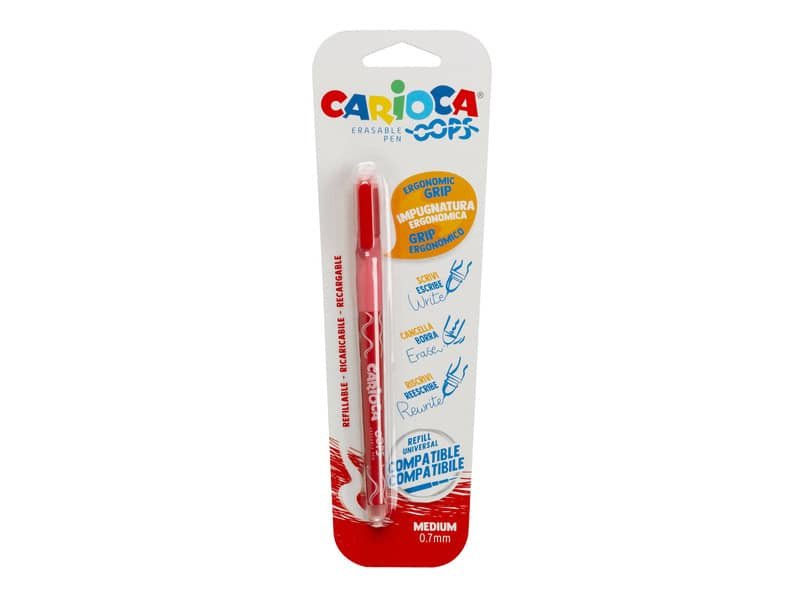 Penne cancellabili Carioca OOPS con inchiostro termosensibile punta M 0,7 mm rosso – 43036/03