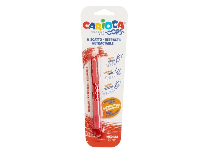 Penne a scatto cancellabili Carioca OOPS inchiostro termosensibile M 0,7 mm rosso 43042/03