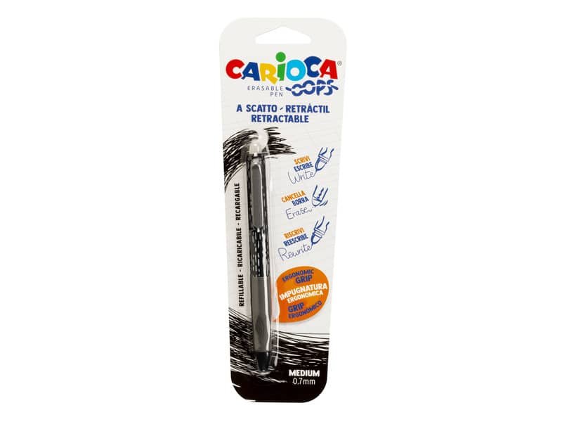 Penne a scatto cancellabili Carioca OOPS inchiostro termosensibile M 0,7 mm nero 43042/01