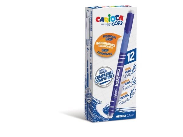 Penne cancellabili Carioca OOPS con inchiostro termosensibile M 0,7 mm conf. da 12 pz blu - 43039/02