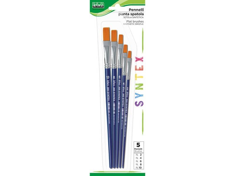 Pennelli Lebez Syntex in setole sintetiche – punta piatta – conf. 5 pz – 300B