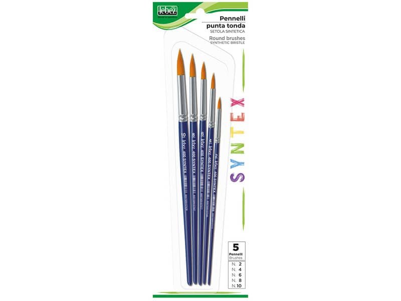 Pennelli Lebez Syntex in setole sintetiche – punta tonda – conf. 5 pz – 400B