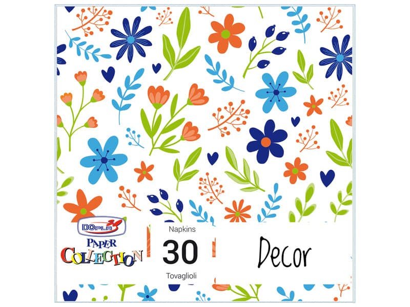 Tovaglioli in pura cellulosa 33×33 cm – 3 veli – conf. 30 pz – blue flowers 18428