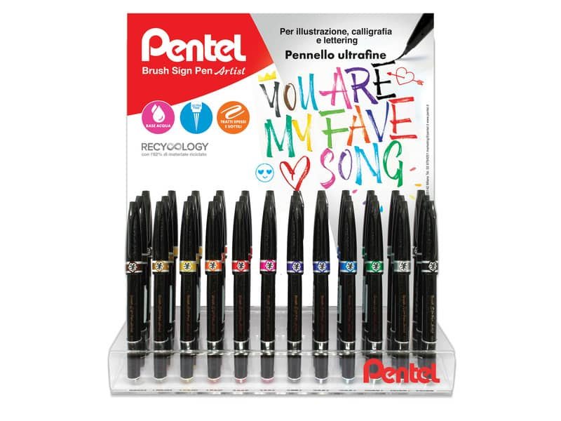 Display da banco Pentel brush sign pen artist – 48 pezzi – colori assortiti 0022152