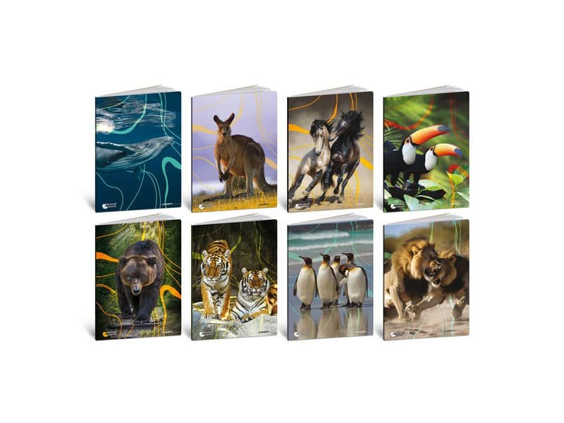 Maxi quaderni Blasetti Animali formato A4  carta 80 g conf. 10 pezzi rigatura B – 8576
