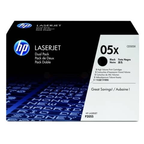 Toner alta capacità 05X HP nero  Conf. 2 – CE505XD