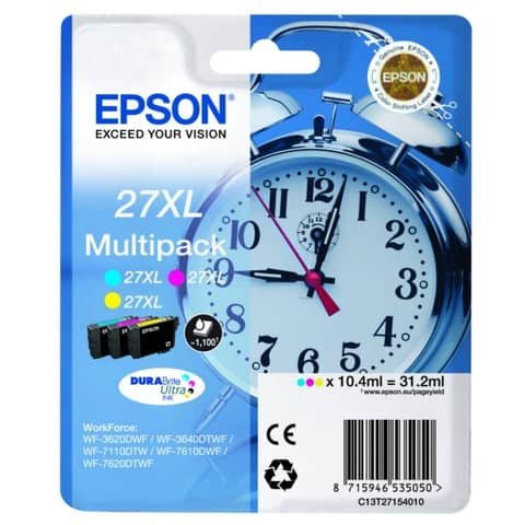 cartucce inkjet Sveglia 27XL Epson ciano+magenta+giallo Conf. 3 – C13T27154012