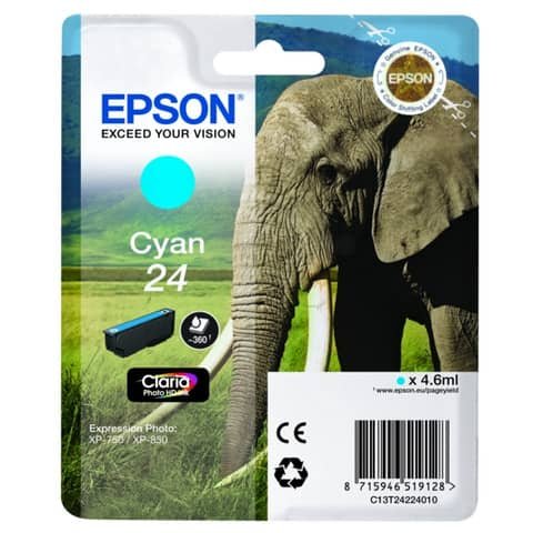 Cartuccia inkjet Elefante 24 Epson ciano  C13T24224012