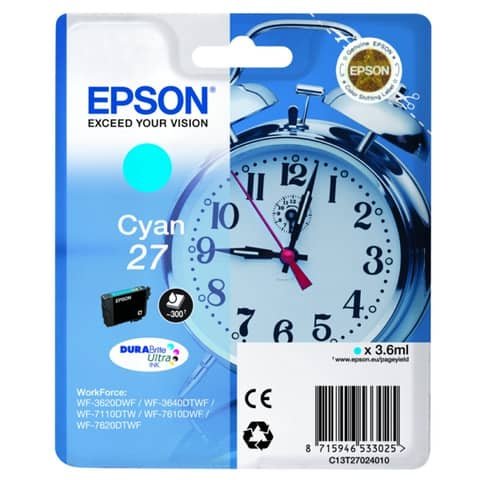 Cartuccia inkjet Sveglia 27 Epson ciano  C13T27024012