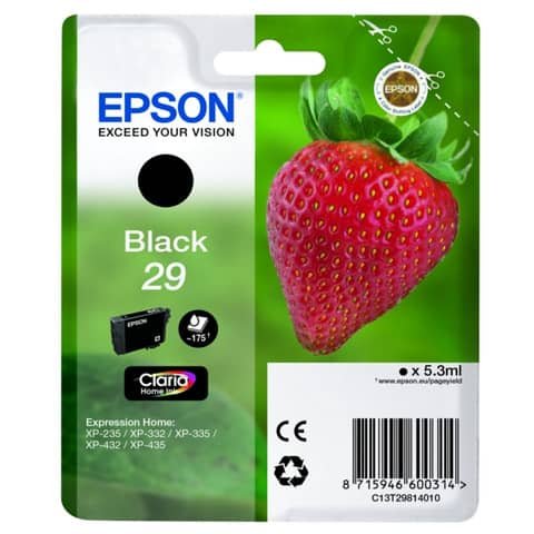 Cartuccia inkjet Fragola T29 Epson nero  C13T29814012