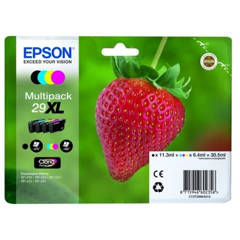 cartucce inkjet alta capacità Fragola T29XL Epson nero+ciano+magenta+giallo Multipack – C13T29964012