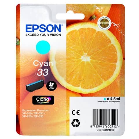 Cartuccia inkjet Arance T33 Epson ciano  C13T33424012
