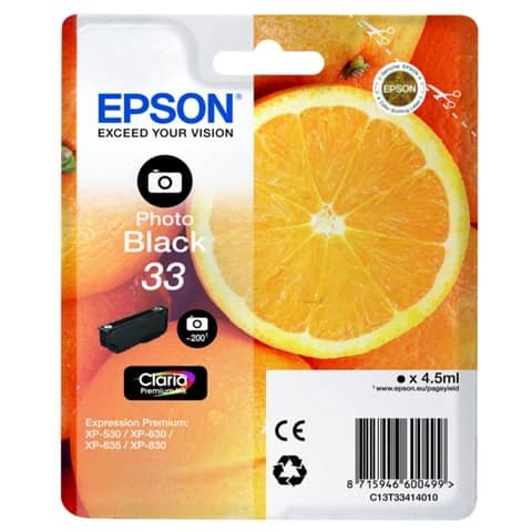 Cartuccia inkjet Arance T33 Epson nero fotografico C13T33414012