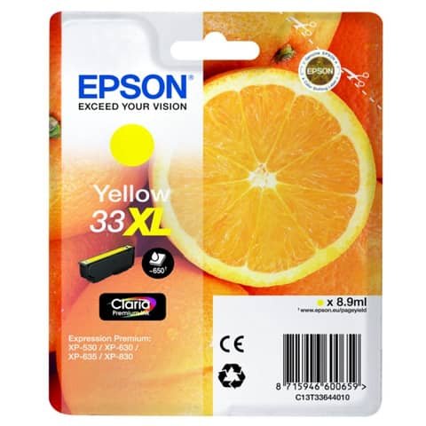 Cartuccia inkjet alta capacità Arance T33XL Epson giallo C13T33644012