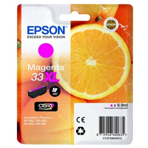 Cartuccia inkjet alta capacità Arance T33XL Epson magenta C13T33634012