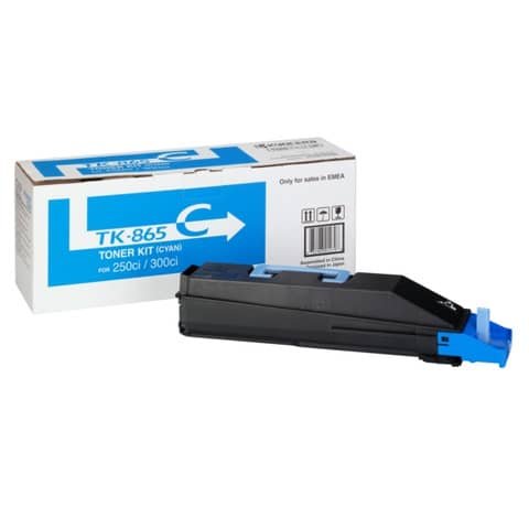 Toner Originale Ciano per Kyocera TK865C – 250CI – 12.000 Pagine al 5%