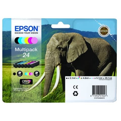 Cartuccia inkjet Elefante 24 Epson 6 colori C13T24284011