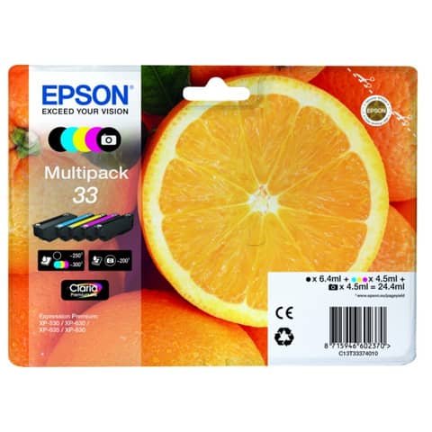 Cartucce inkjet Arance T33 Epson 5 colori Conf. 5 – C13T33374011