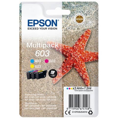 Cartucce Epson giallo+ciano+magenta C13T03U54010