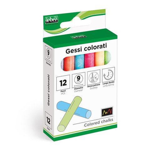 Gessi tondi non polverosi Lebez Ø 9 mm colori assortiti – 20 conf. da 12 gessetti – 515