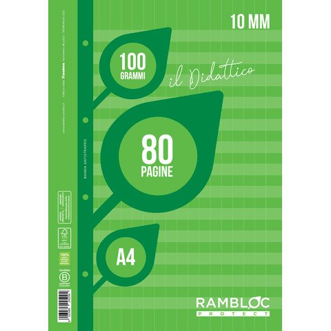 Blocco ricambio didattico Rambloc formato A4 40 ff – 100g rigatura 10 mm – 90524384