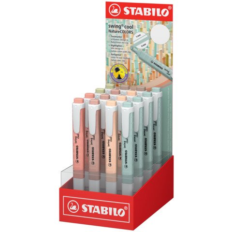 Espositore 16 evidenziatori Stabilo Swing® Cool NatureColors – colori assortiti – 275/16-9