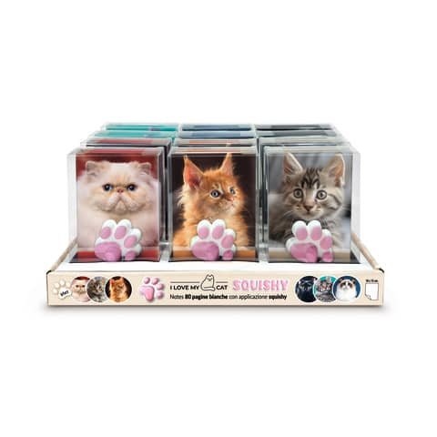 Espositore 12 quaderni Squishy Notes Cats Lebez 40 ff bianchi – soggetti assortiti 81950
